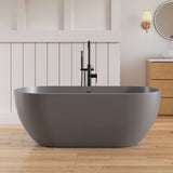 New England Home Goods Manaslu 59" Freestanding Tub in Gray - Stone Resin Solid Surface