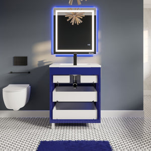 Joy 32 in. Blue Single Sink Bath Vanity with Porcelain Top and Integrated Sink