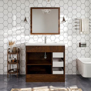 Lugano 36 in. Rosewood Single Sink Bath Vanity with Acrylic Top and Integrated Sink