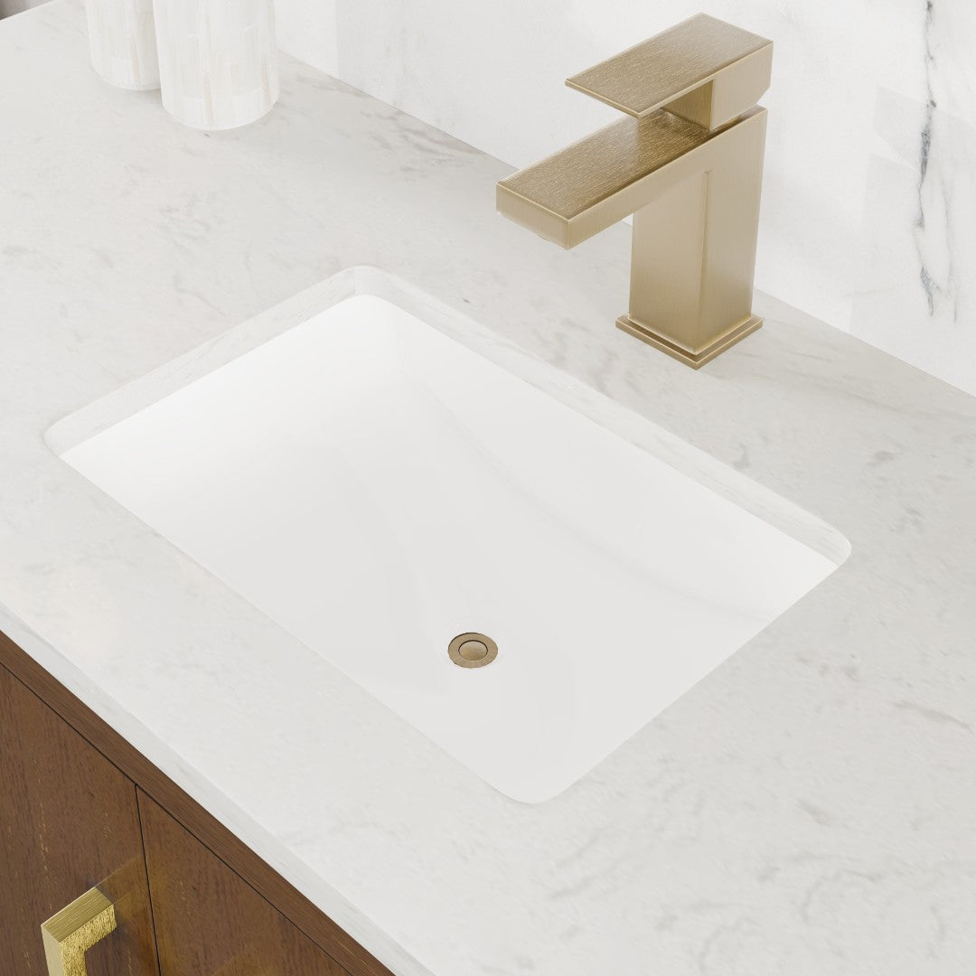 Curio 48 in. Walnut Single Sink Bath Vanity with Carrara Quartz Top and Undermount Porcelain Sink