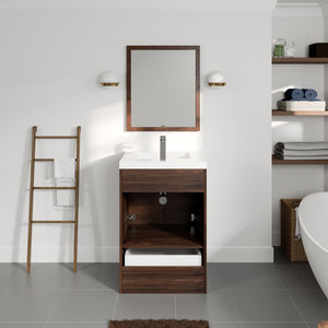 Lugano 24 in. Rosewood Single Sink Bath Vanity with Acrylic Top and Integrated Sink