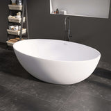 New England Home Goods 67" White Modern Freestanding Solid Surface Deep Soaking Bathtub for Two