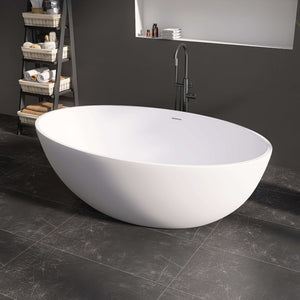 New England Home Goods Malibu 67" Freestanding Tub in White - Stone Resin Solid Surface