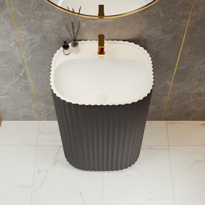 Eviva Haven 20" Dark Gray Pedestal Solid Surface Sink