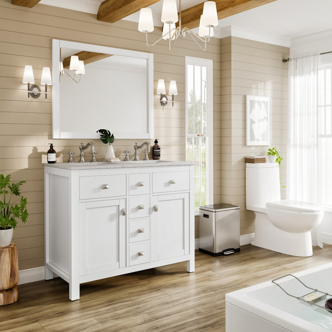 Artemis 44 in. White Double Sink  Bath Vanity with Engineered Top and Undermount Porcelain Sinks