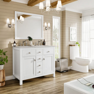 Artemis 44 in. White Double Sink  Bath Vanity with Engineered Top and Undermount Porcelain Sinks