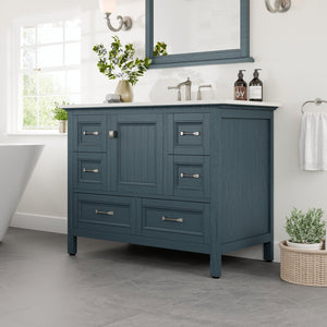 Britney 42 in. Ash Blue Single Sink Bath Vanity with Carrara Quartz Top and Undermount Porcelain Sink