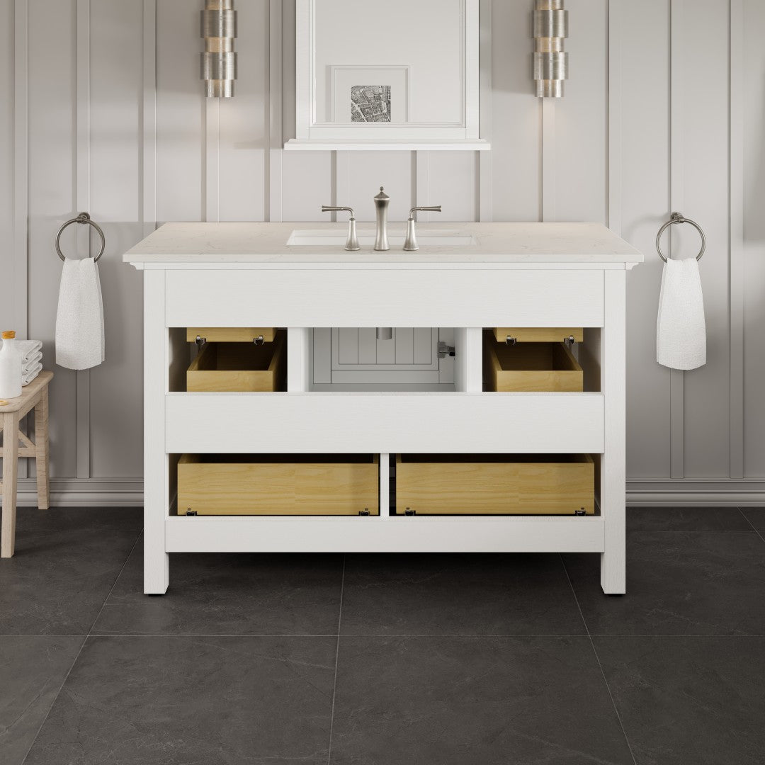 Britney 42 in. White Single Sink Bath Vanity with Carrara Quartz Top and Undermount Porcelain Sink