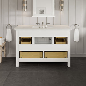 Britney 42 in. White Single Sink Bath Vanity with Carrara Quartz Top and Undermount Porcelain Sink