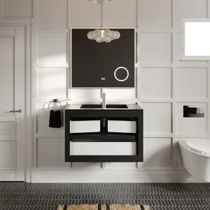 Vienna 36 in. Oak Wall Mount Single Sink Bath Vanity with Acrylic Top and Integrated Sink
