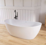 New England Home Goods 65" Black Solid Surface Freestanding Bathtub Deep Soaking Tubs