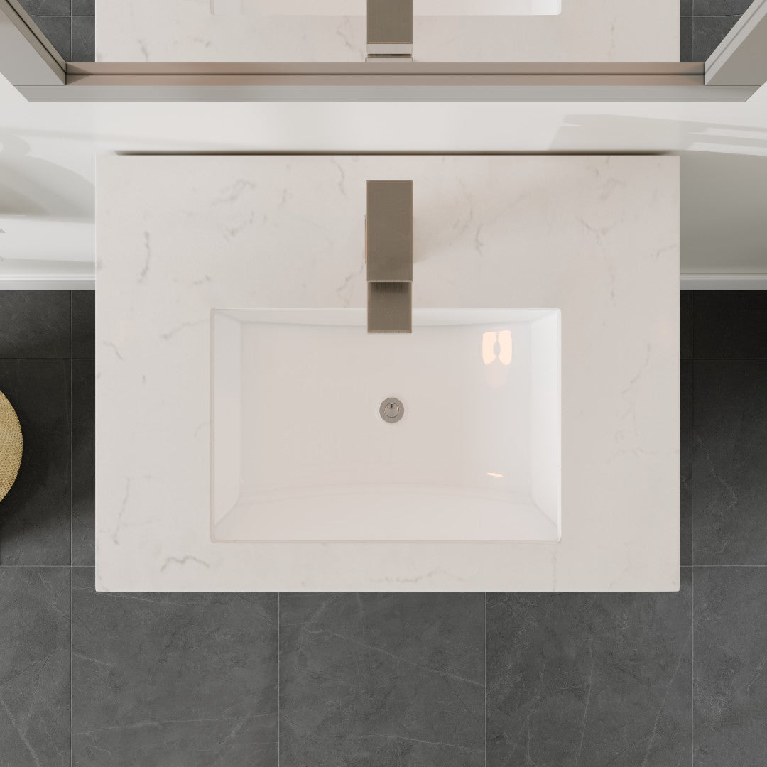 Acclaim 24 in. Gray Single Sink Bath Vanity with Carrara Quartz Top and Undermount Porcelain Sink
