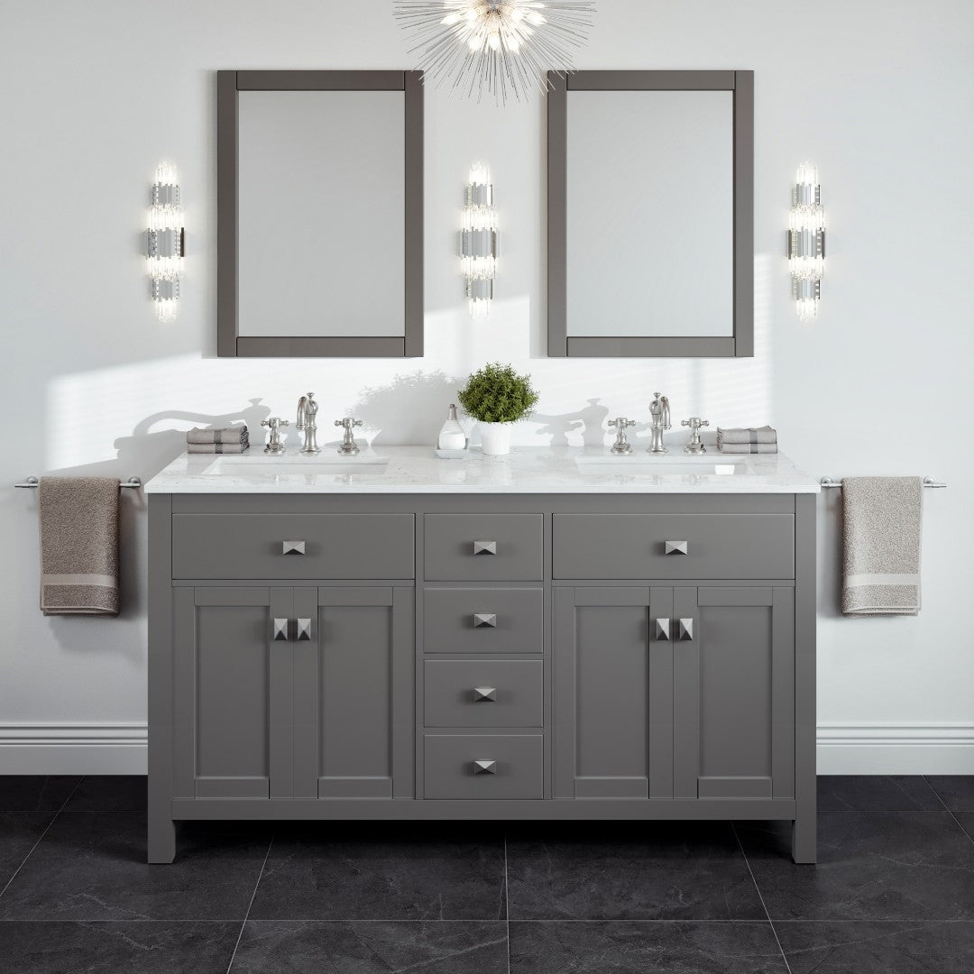 Artemis 72 in. Gray Double Sink  Bath Vanity with Engineered Top and Undermount Porcelain Sinks