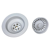 Basket Strainer Kitchen Drain For Granite Composite Sinks - White