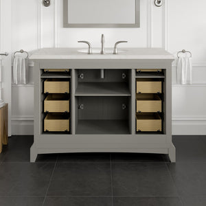 Elite Stamford 42 in. Gray Single Sink Bath Vanity with Carrara Quartz Top and Undermount Porcelain Sink