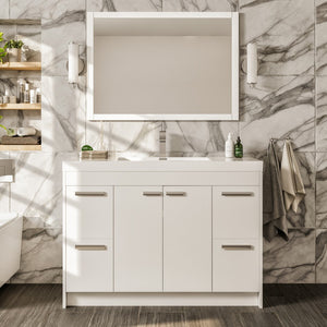 Lugano 48 in. White Single Sink Bath Vanity with Acrylic Top and Integrated Sink