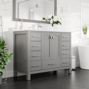 London 48 in. Gray Single Sink Bath Vanity with Carrara Quartz Top and Undermount Porcelain Sink