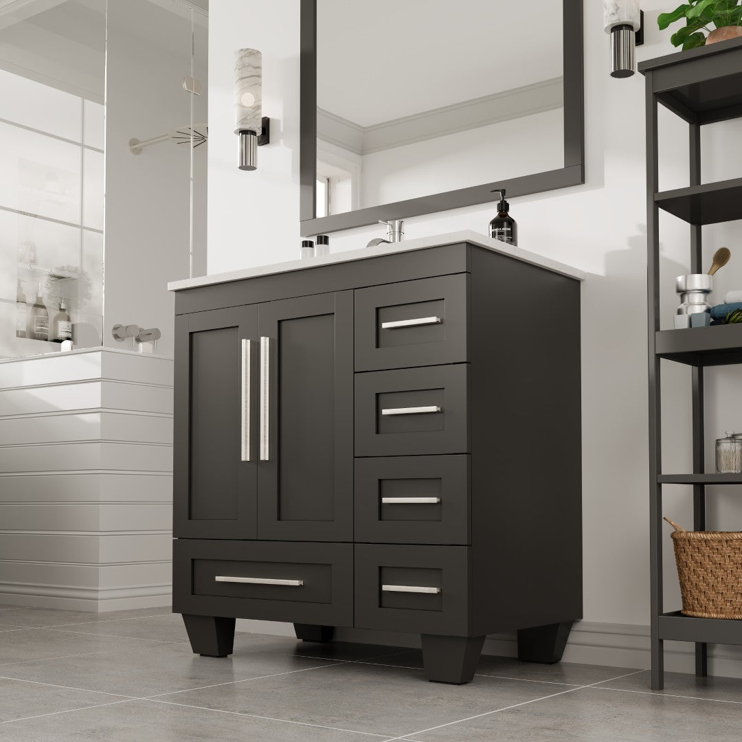 Loon 30 in. Espresso Single Sink Bath Vanity with Carrara Quartz Top and Undermount Porcelain Sink