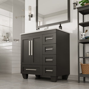 Loon 30 in. Espresso Single Sink Bath Vanity with Carrara Quartz Top and Undermount Porcelain Sink