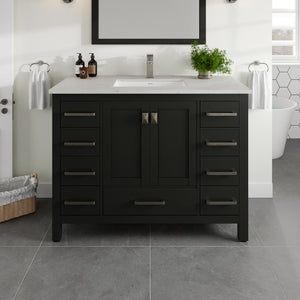 London 42 in. Espresso Single Sink Bath Vanity with Carrara Quartz Top and Undermount Porcelain Sink