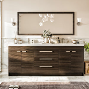 Lugano 84 in. Gray Oak Double Sink  Bath Vanity with Acrylic Top and Integrated Sinks