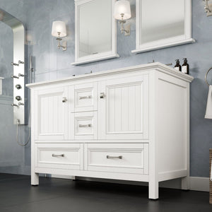 Britney 48 in. White Double Sink  Bath Vanity with Carrara Quartz Top and Undermount Porcelain Sinks