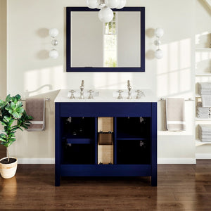 Artemis 44 in. Blue Double Sink  Bath Vanity with Engineered Top and Undermount Porcelain Sinks