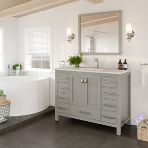 London 42 in. Gray Single Sink Bath Vanity with Carrara Quartz Top and Undermount Porcelain Sink