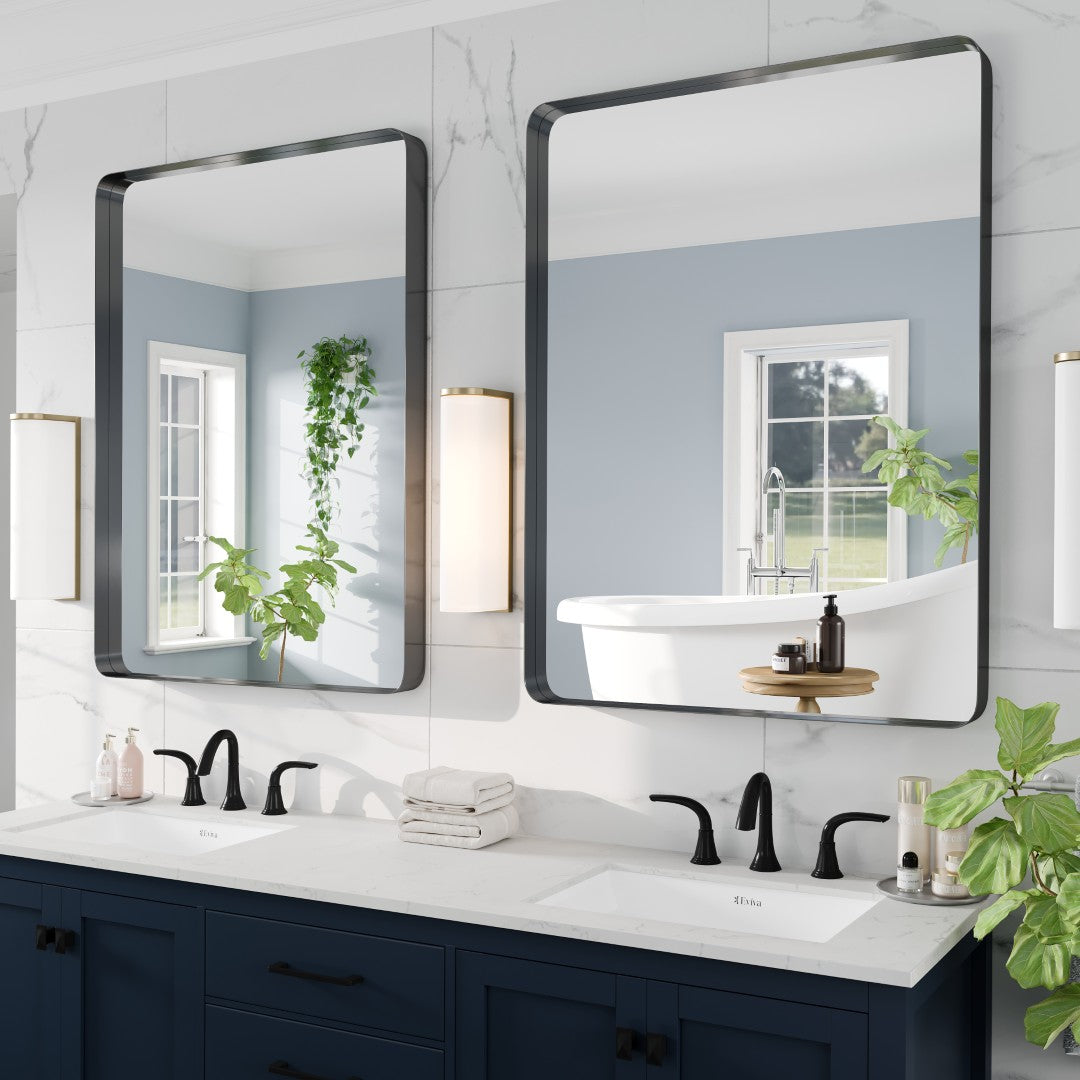 Eviva Harmony 36" x 48" Rectangular Black Metal Framed Mirror