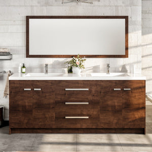 Lugano 84 in. Rosewood Double Sink  Bath Vanity with Acrylic Top and Integrated Sinks