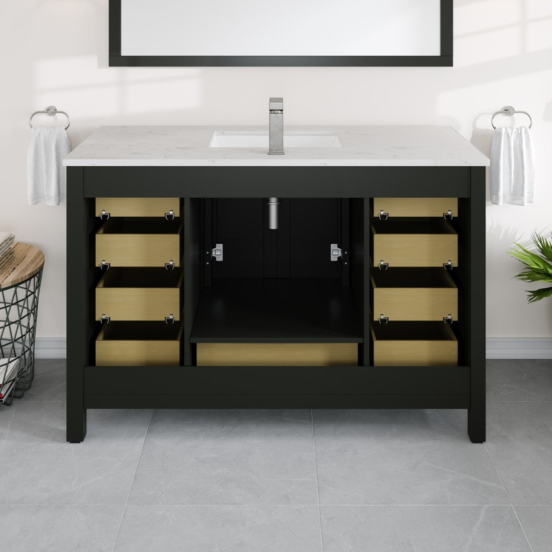 London 48 in. Espresso Single Sink Bath Vanity with Carrara Quartz Top and Undermount Porcelain Sink