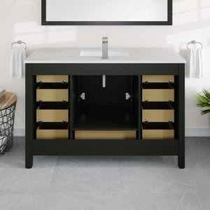 London 48 in. Espresso Single Sink Bath Vanity with Carrara Quartz Top and Undermount Porcelain Sink