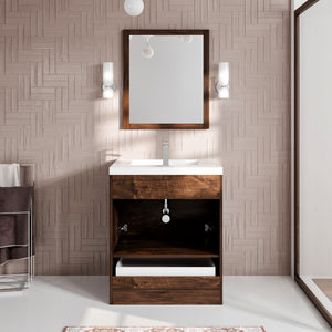 Lugano 30 in. Rosewood Single Sink Bath Vanity with Acrylic Top and Integrated Sink