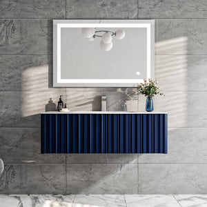 Dolce Vita 48 in. Blue Wall Mount Single Sink Bath Vanity with Solid Surface Top and Integrated Sink