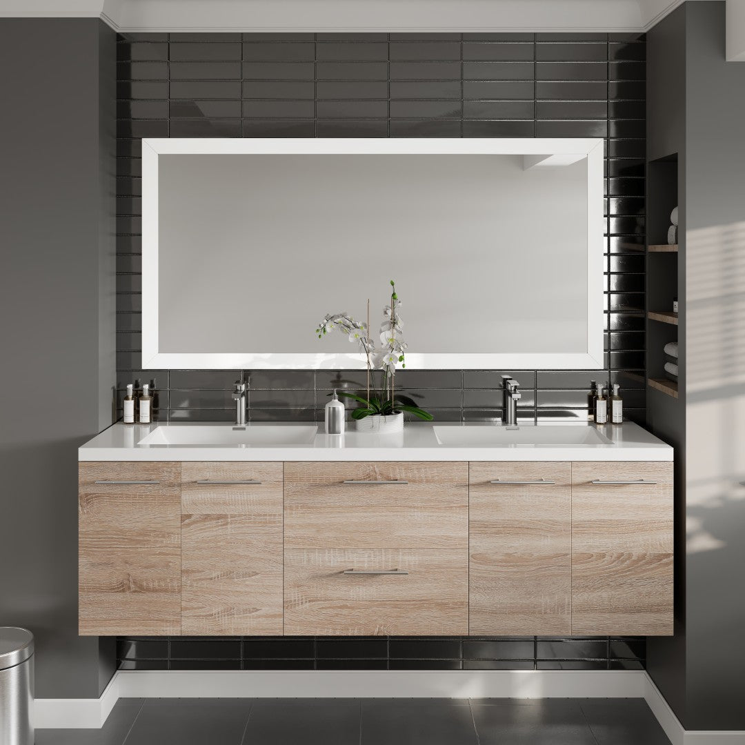 Eviva New York 60" x 30" Rectangular White Wooden Framed Mirror