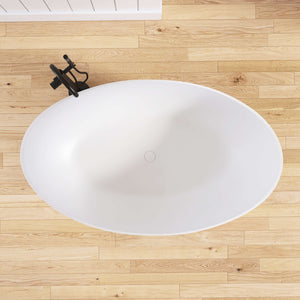 New England Home Goods K 63" Freestanding Tub in White - Stone Resin Solid Surface
