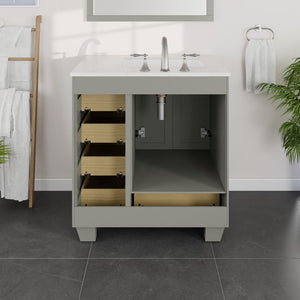 Acclaim 30 in. Gray Single Sink Bath Vanity with Carrara Quartz Top and Undermount Porcelain Sink