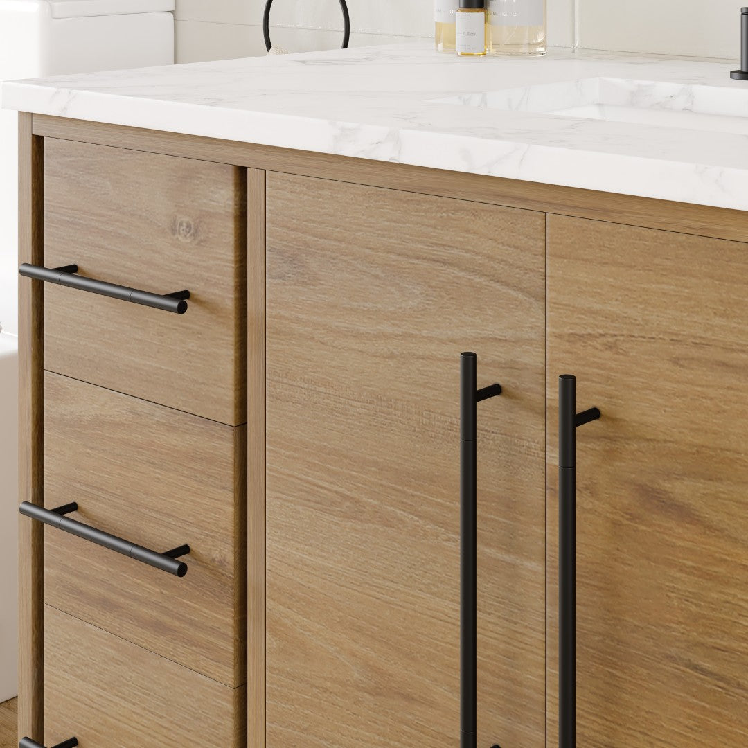 Graham 48 in. Oak Single Sink Bath Vanity with Arabescato Engineered Stone Top and Undermount Porcelain Sink