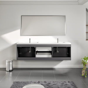 Axis 72 in. Gray Wall Mount Double Sink  Bath Vanity with Acrylic Top and Integrated Sinks