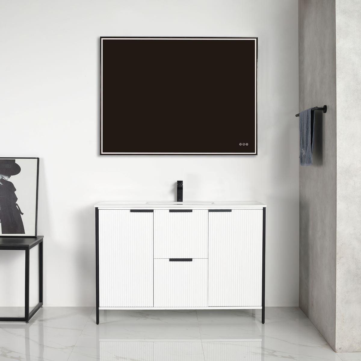 Blossom Zurich 48" Vanity – Double Sink Compatible in Glossy White & Metal Grey