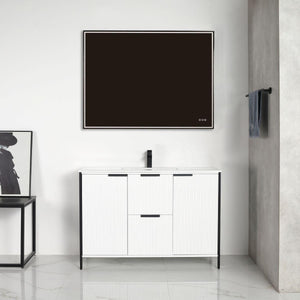 Blossom Zurich 48" Vanity – Double Sink Compatible in Glossy White & Metal Grey