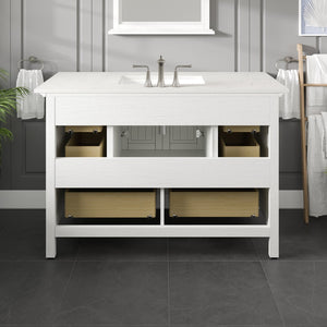 Britney 48 in. White Single Sink Bath Vanity with Carrara Quartz Top and Undermount Porcelain Sink