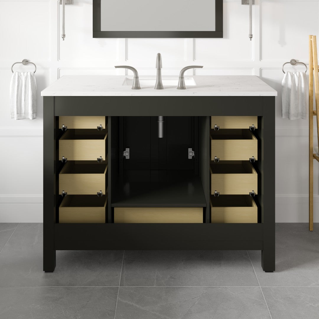 Aberdeen 42 in. Espresso Single Sink Bath Vanity with Carrara Quartz Top and Undermount Porcelain Sink