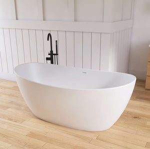 New England Home Goods Nanga 65" Freestanding Tub in White - Stone Resin Solid Surface