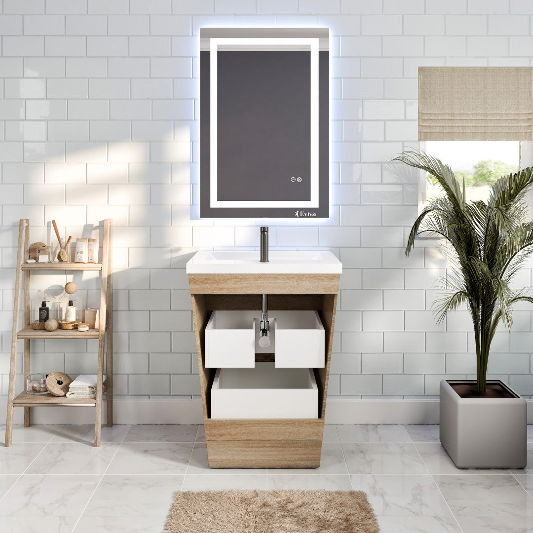 Victoria 25 in. White Oak Single Sink Bath Vanity with Acrylic Top and Integrated Sink