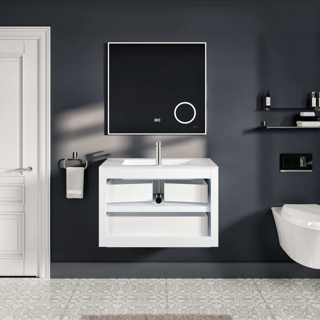 Vienna 36 in. Concrete Gray Wall Mount Single Sink Bath Vanity with Acrylic Top and Integrated Sink