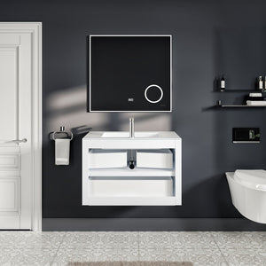 Vienna 36 in. Concrete Gray Wall Mount Single Sink Bath Vanity with Acrylic Top and Integrated Sink