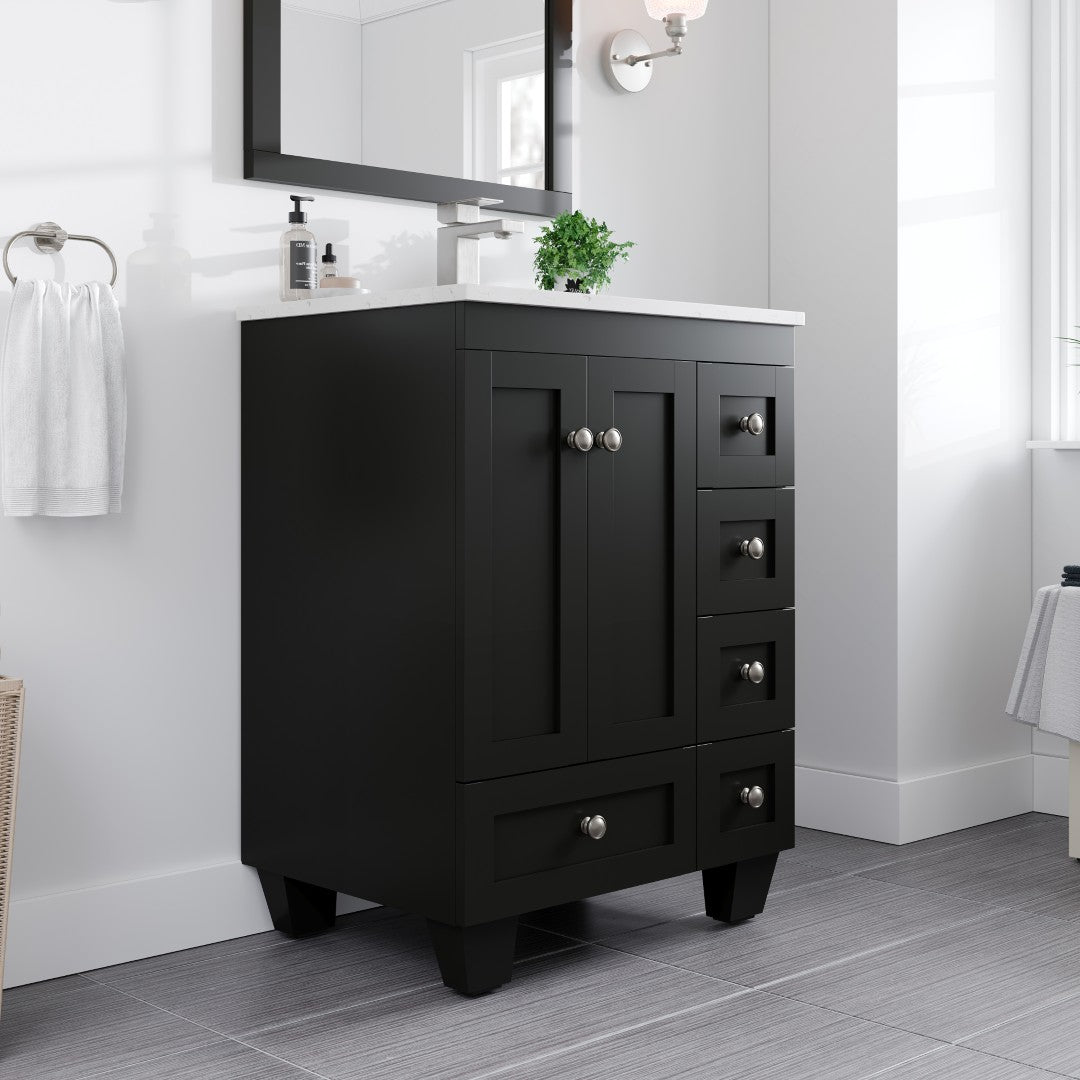 Acclaim 24 in. Espresso Single Sink Bath Vanity with Carrara Quartz Top and Undermount Porcelain Sink