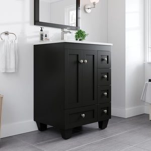 Acclaim 24 in. Espresso Single Sink Bath Vanity with Carrara Quartz Top and Undermount Porcelain Sink