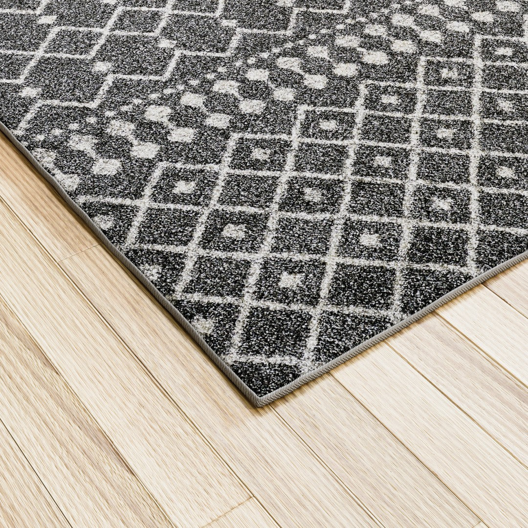 Eviva Grid 5' x 7' Geometric Gray/Cream Rug